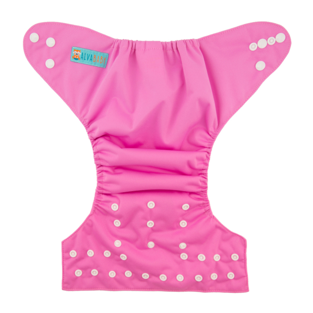 ALVABABY One Size Solid Color Pocket Cloth Diaper -Pink(B08A)