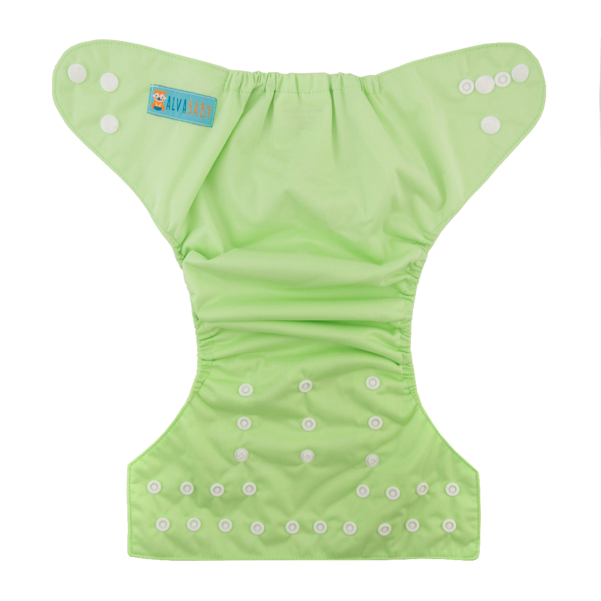 ALVABABY Solid Cloth Diaper - One Size Adjustable Washable & Reusable Diaper with Pocket for Babies (Light Green, B23A)