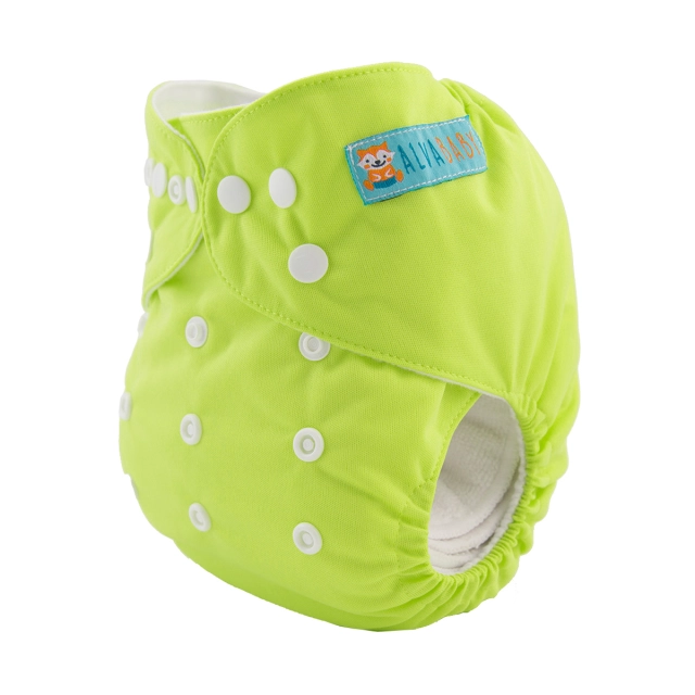ALVABABY One Size Solid Color Pocket Cloth Diaper -Green(B21A)