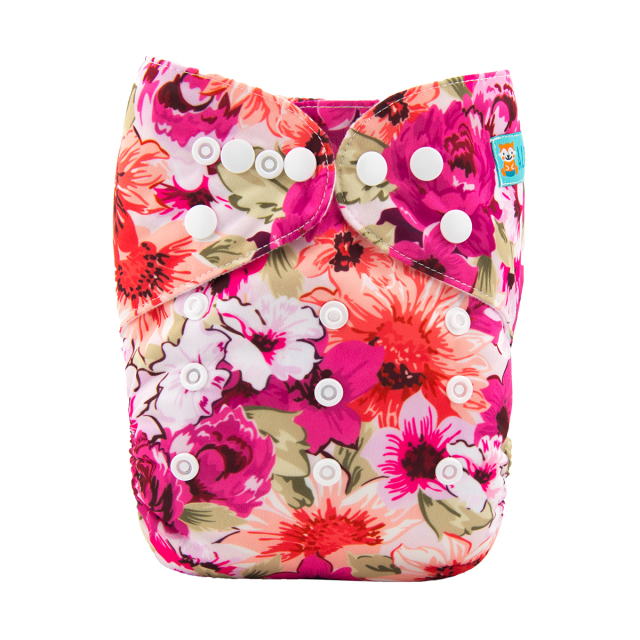 ALVABABY One Size Print Pocket Cloth Diaper -Flowers(H078A)