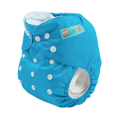 ALVABABY One Size Solid Color Pocket Cloth Diaper -Scuba Blue(B32A)