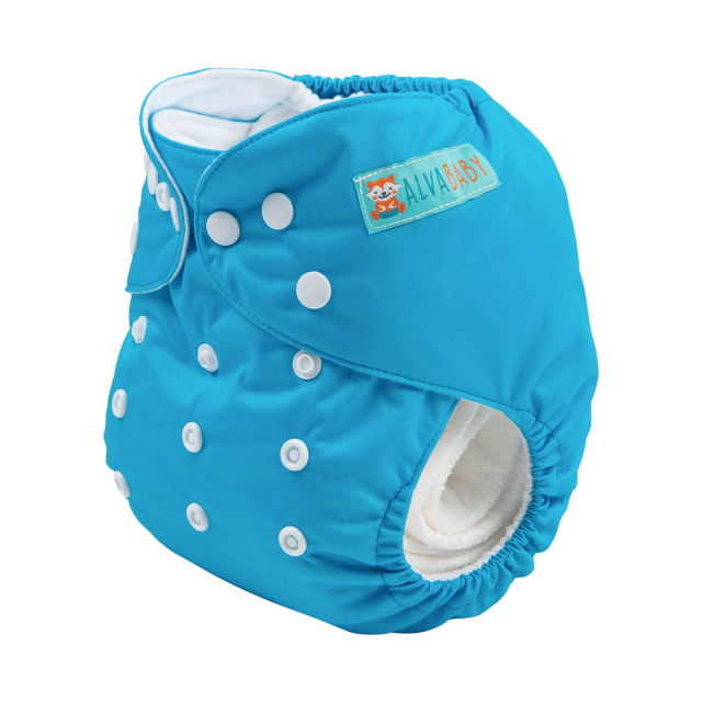 ALVABABY One Size Solid Color Pocket Cloth Diaper -Scuba Blue(B32A)