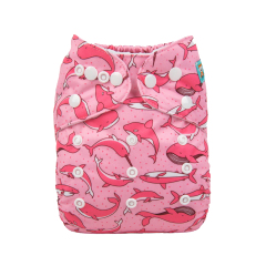 ALVABABY One Size Print Pocket Cloth Diaper - Pink dolphin (H-YK48A)