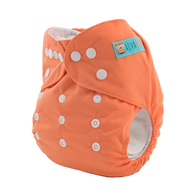 ALVABABY One Size Solid Color Pocket Cloth Diaper -Orange(B17A)
