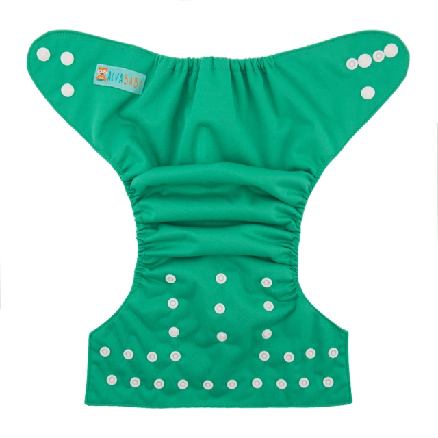 ALVABABY One Size Solid Color Pocket Cloth Diaper -Green(B30A)