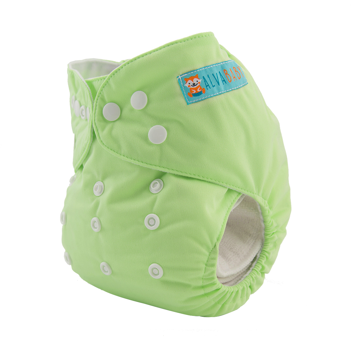 ALVABABY Solid Cloth Diaper - One Size Adjustable Washable & Reusable Diaper with Pocket for Babies (Light Green, B23A)