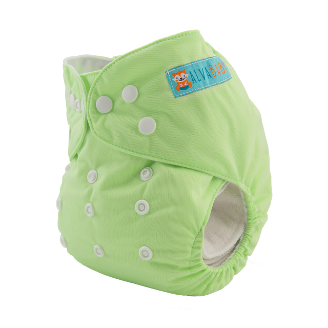 ALVABABY One Size Solid Color Pocket Cloth Diaper -Light Green(B23A)