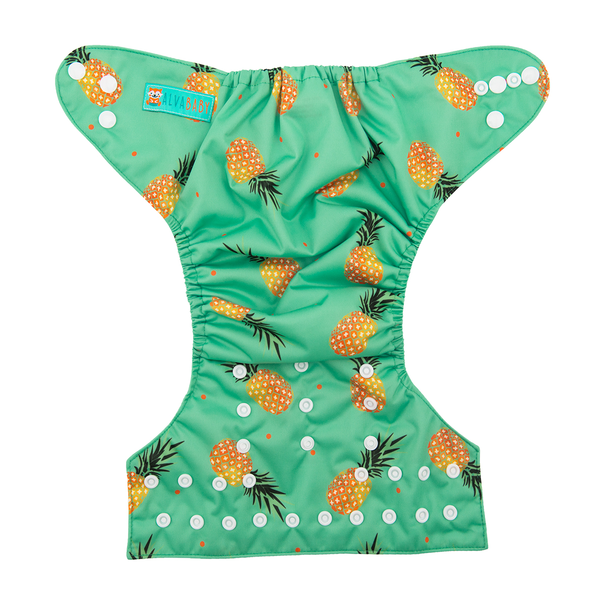 ALVABABY Print Cloth Diaper - One Size Adjustable Washable & Reusable Diaper for Babies and Toddlers (Pineapple, H074A)