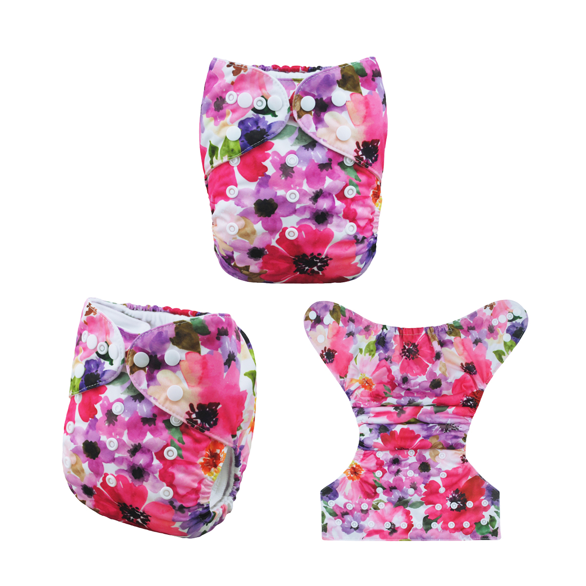 ALVABABY Print Cloth Diaper - One Size Adjustable Washable & Reusable Diaper for Babies and Toddlers (Flower, H065A)