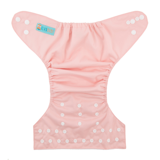 ALVABABY One Size Solid Color Pocket Cloth Diaper -Light Pink(B19A)