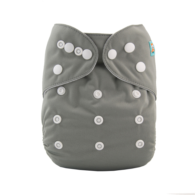 ALVABABY One Size Solid Color Pocket Cloth Diaper -Grey(B29A)