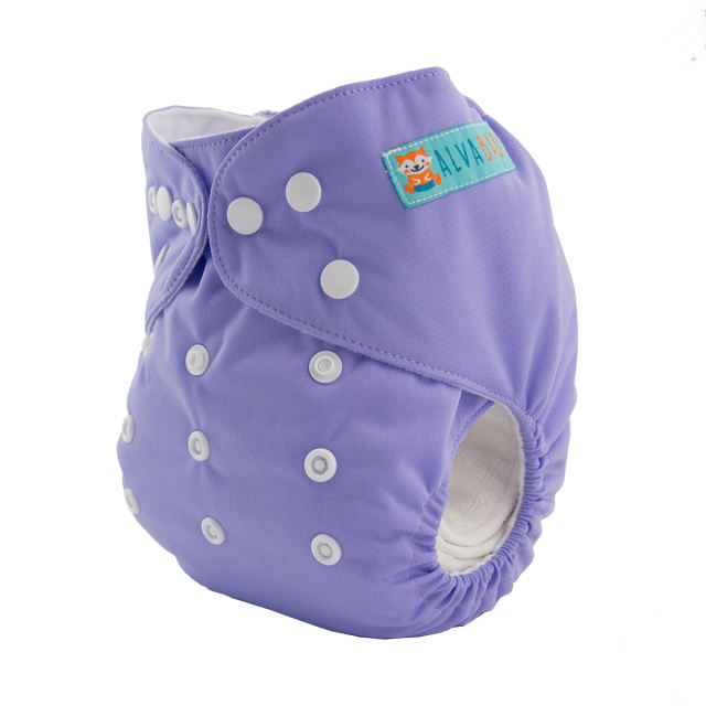 ALVABABY One Size Solid Color Pocket Cloth Diaper -Light Purple(B14A)