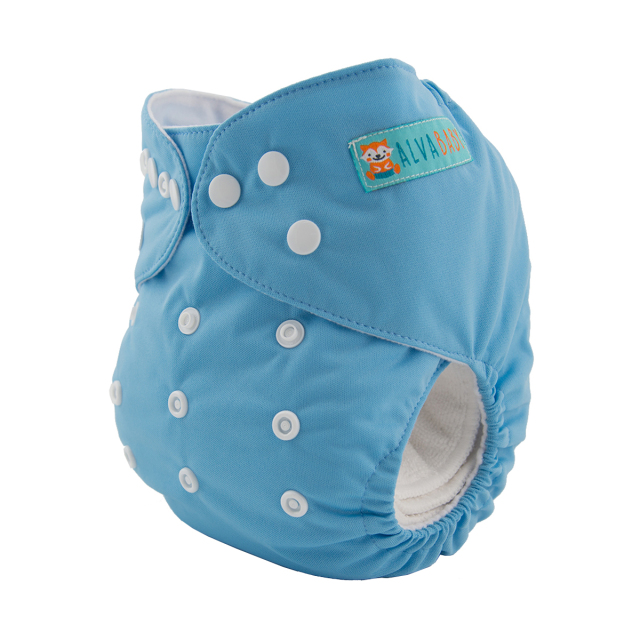 ALVABABY One Size Solid Color Pocket Cloth Diaper -Light Blue(B05A)