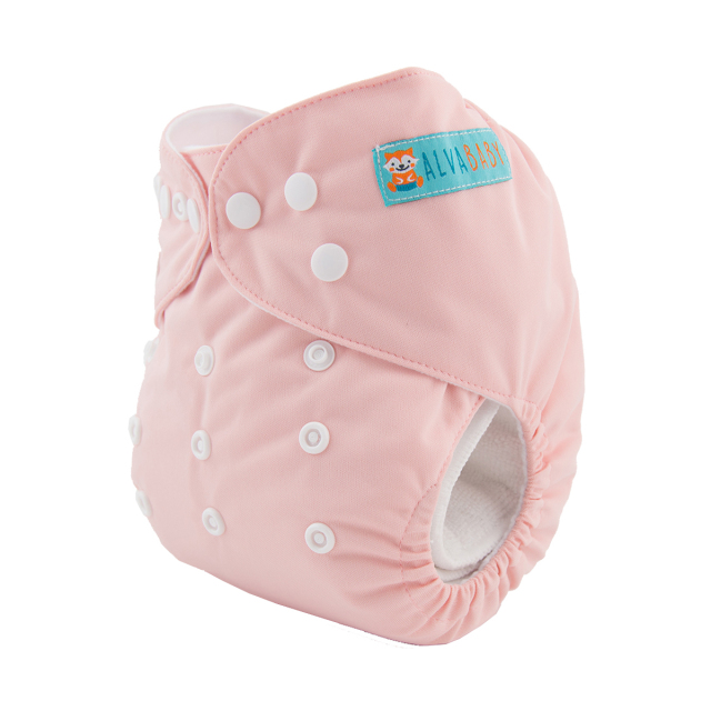 ALVABABY One Size Solid Color Pocket Cloth Diaper -Light Pink(B19A)