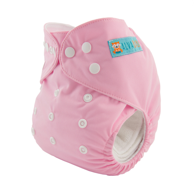 ALVABABY One Size Solid Color Pocket Cloth Diaper -Pink(B18A)