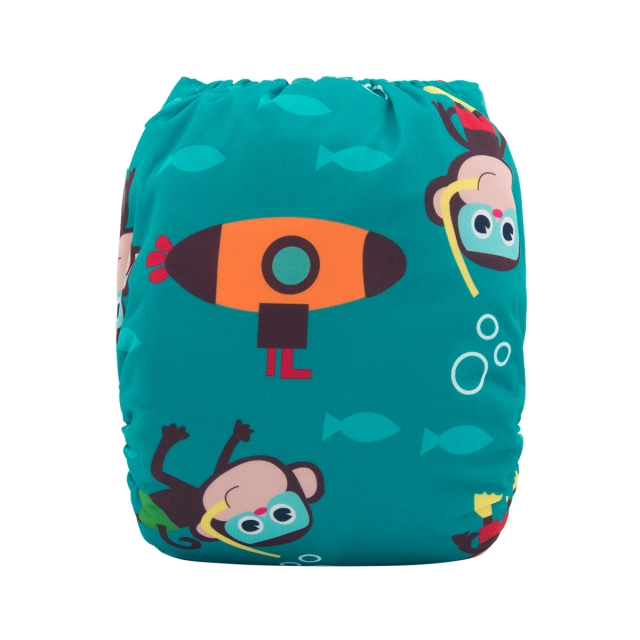 ALVABABY One Size Print Pocket Cloth Diaper -Monkey(H092A)