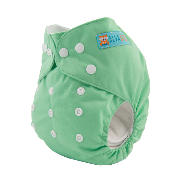 ALVABABY One Size Solid Color Pocket Cloth Diaper -Green(B11A)