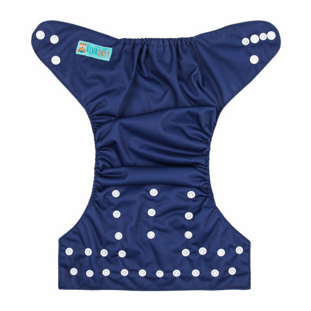 ALVABABY One Size Solid Color Pocket Cloth Diaper -Eclipse(B35A)