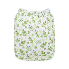 ALVABABY One Size Print Pocket Cloth Diaper -Green leaf(H187A)
