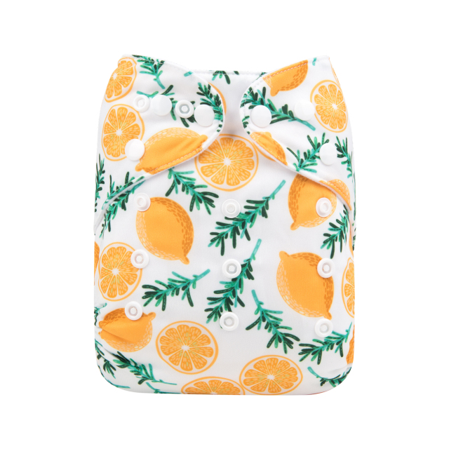 ALVABABY One Size Print Pocket Cloth Diaper -Lemon(H179A)