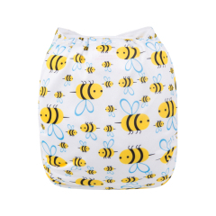 ALVABABY One Size Print Pocket Cloth Diaper -Bee(H117A)