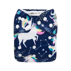 ALVABABY One Size Print Pocket Cloth Diaper -Unicorn(H152A)