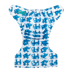ALVABABY One Size Print Pocket Cloth Diaper -Blue elephant(H141A)