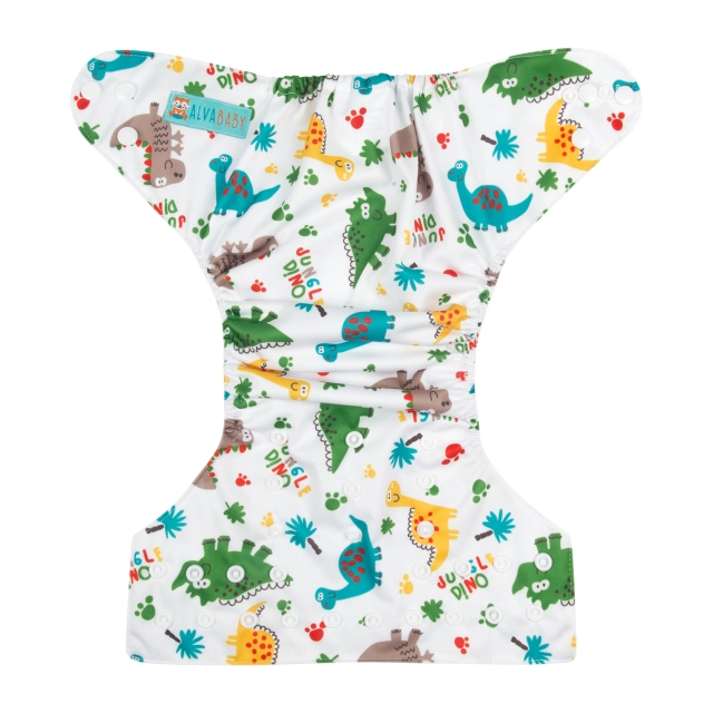 ALVABABY One Size Print Pocket Cloth Diaper -Little dinosaur(H147A)