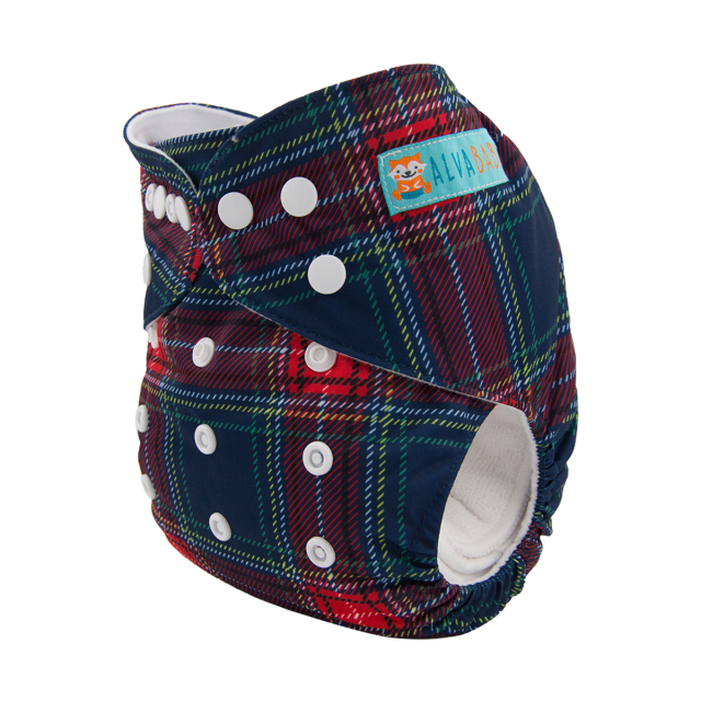 ALVABABY One Size Print Pocket Cloth Diaper -Plaid(H099A)