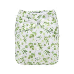 ALVABABY One Size Print Pocket Cloth Diaper -Green leaf(H187A)
