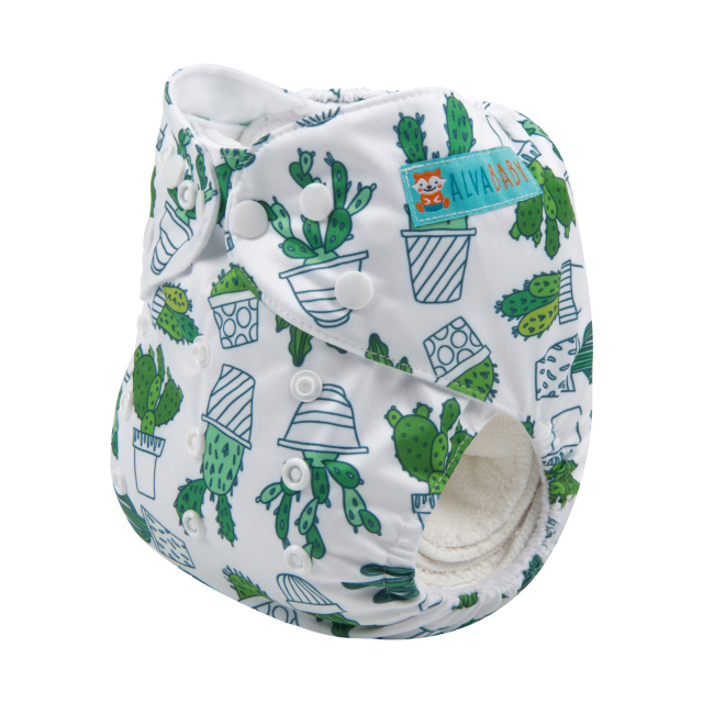 ALVABABY One Size Print Pocket Cloth Diaper -Cactus(H134A)