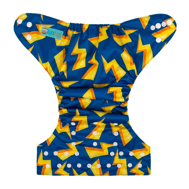 ALVABABY One Size Print Pocket Cloth Diaper -Lightning(H126A)