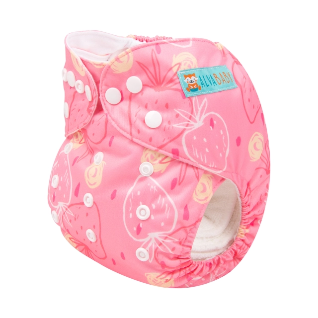 ALVABABY One Size Print Pocket Cloth Diaper -Strawberry(H164A)