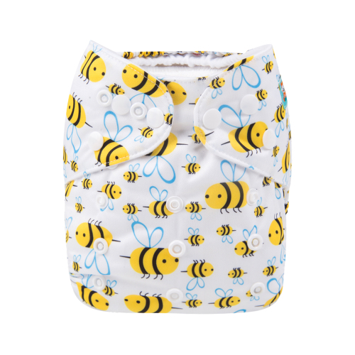 ALVABABY Print Cloth Diaper - One Size Adjustable Washable & Reusable Diaper for Babies and Toddlers -(Bee, H117A)