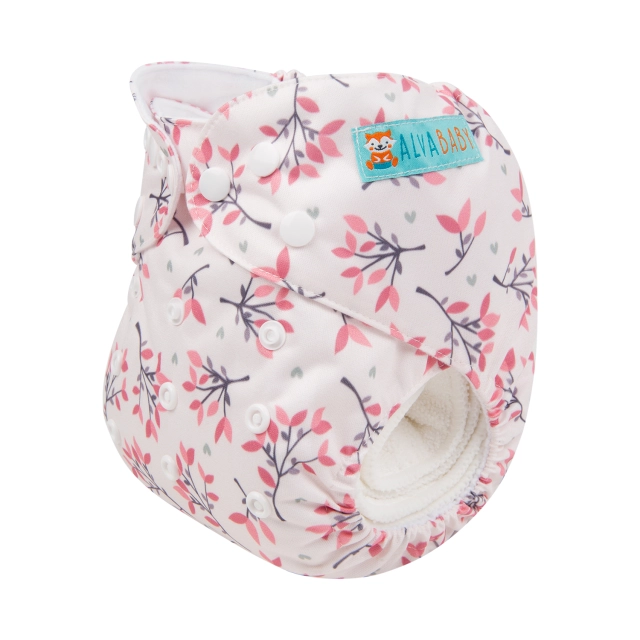 ALVABABY One Size Print Pocket Cloth Diaper -Red leaves(H149A)