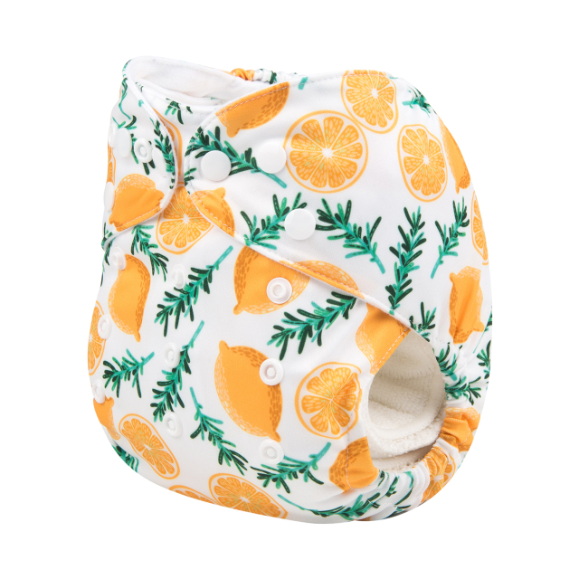 ALVABABY One Size Print Pocket Cloth Diaper -Lemon(H179A)