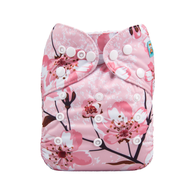 ALVABABY One Size Print Pocket Cloth Diaper -Pink plum(H140A)