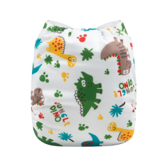 ALVABABY One Size Print Pocket Cloth Diaper -Little dinosaur(H147A)