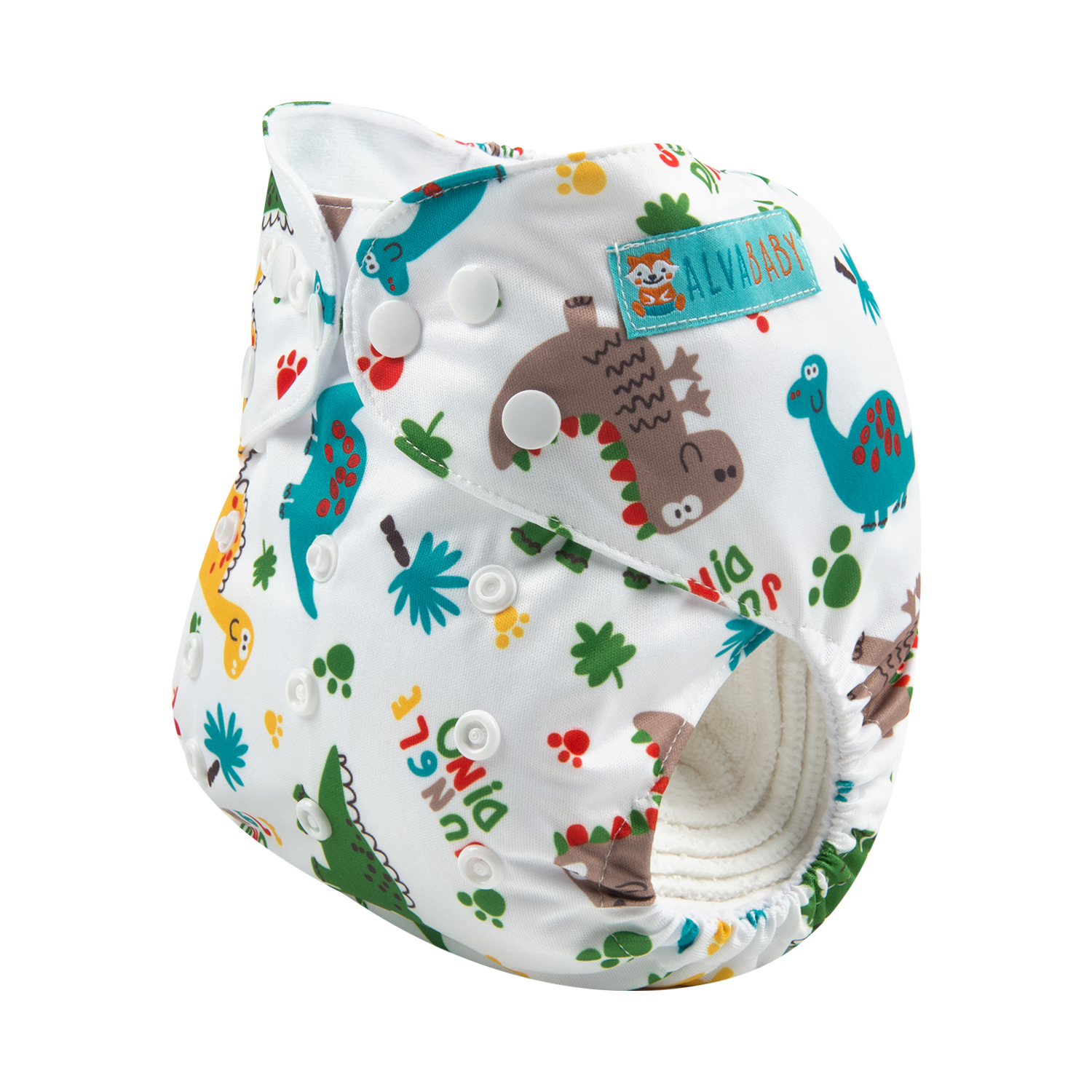 ALVABABY Print Cloth Diaper - One Size Adjustable Washable & Reusable Diaper for Babies and Toddlers (Little dinosaur, H147A)