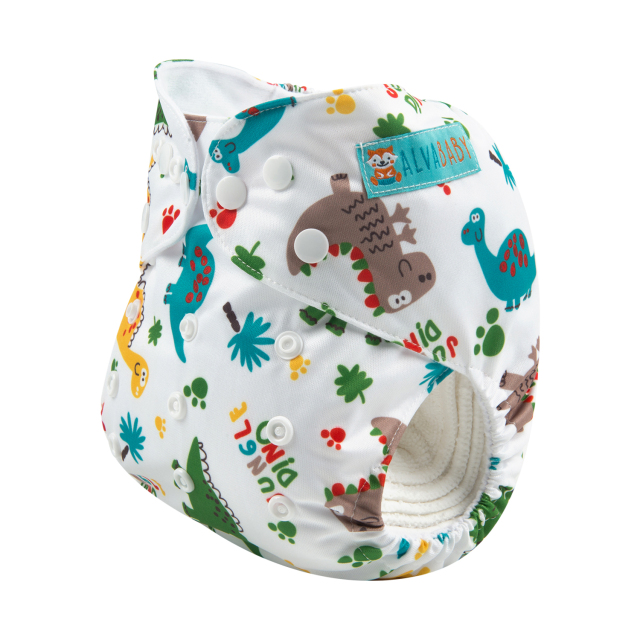 ALVABABY One Size Print Pocket Cloth Diaper -Little dinosaur(H147A)