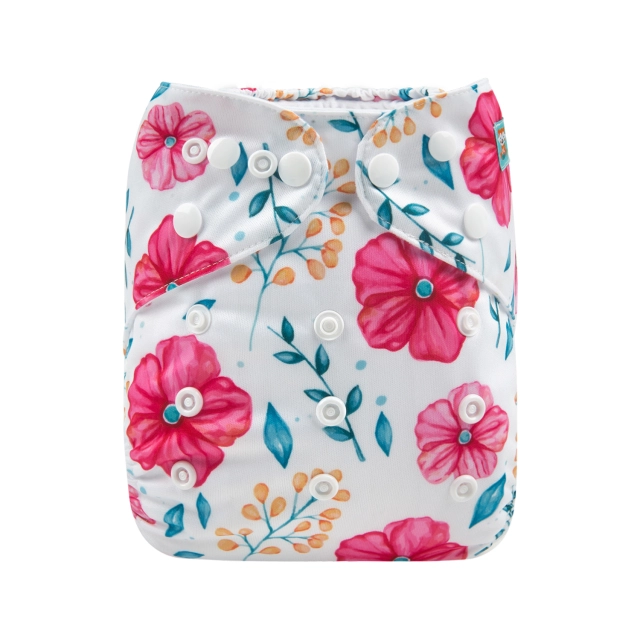 ALVABABY One Size Print Pocket Cloth Diaper -Flowers(H146A)