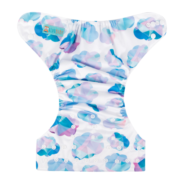 ALVABABY One Size Print Pocket Cloth Diaper -Purple clouds(H127A)