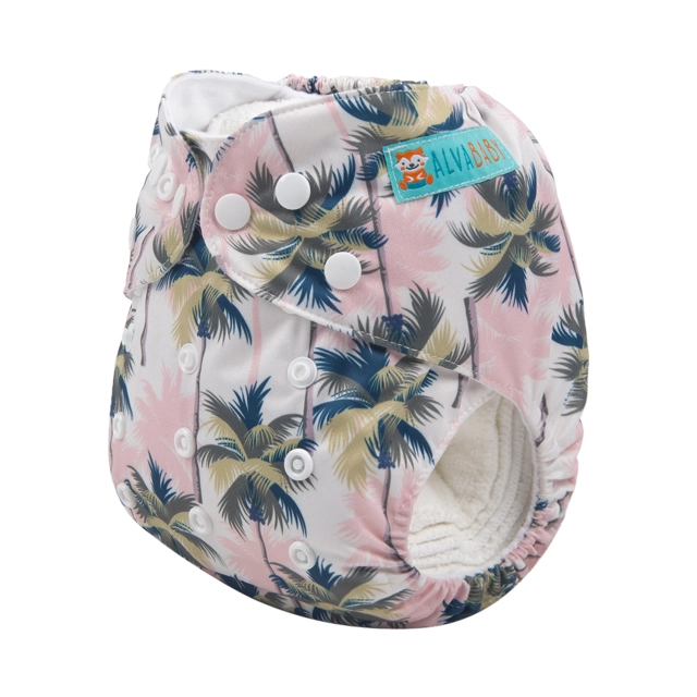 ALVABABY One Size Print Pocket Cloth Diaper -Coconut tree(H136A)