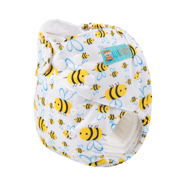 ALVABABY One Size Print Pocket Cloth Diaper -Bee(H117A)