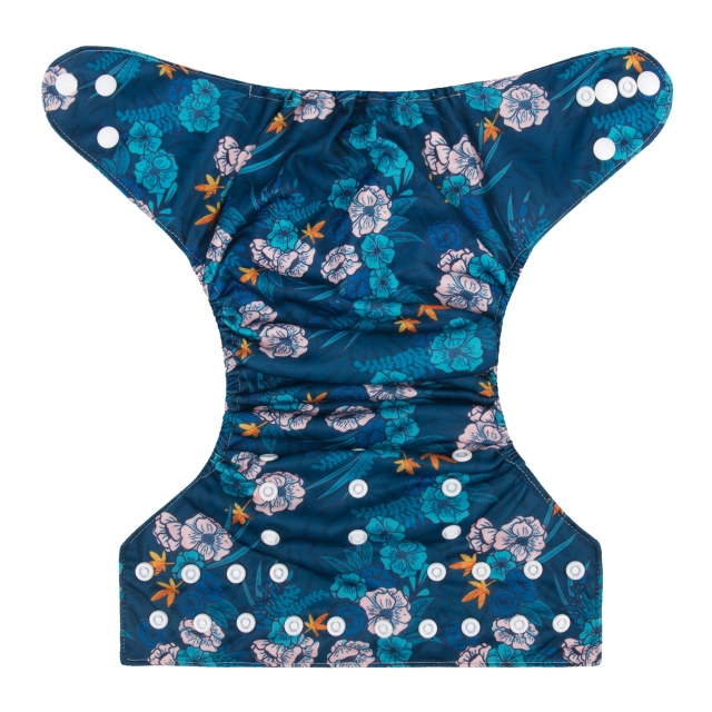 ALVABABY One Size Print Pocket Cloth Diaper -Blue flowers(H168A)