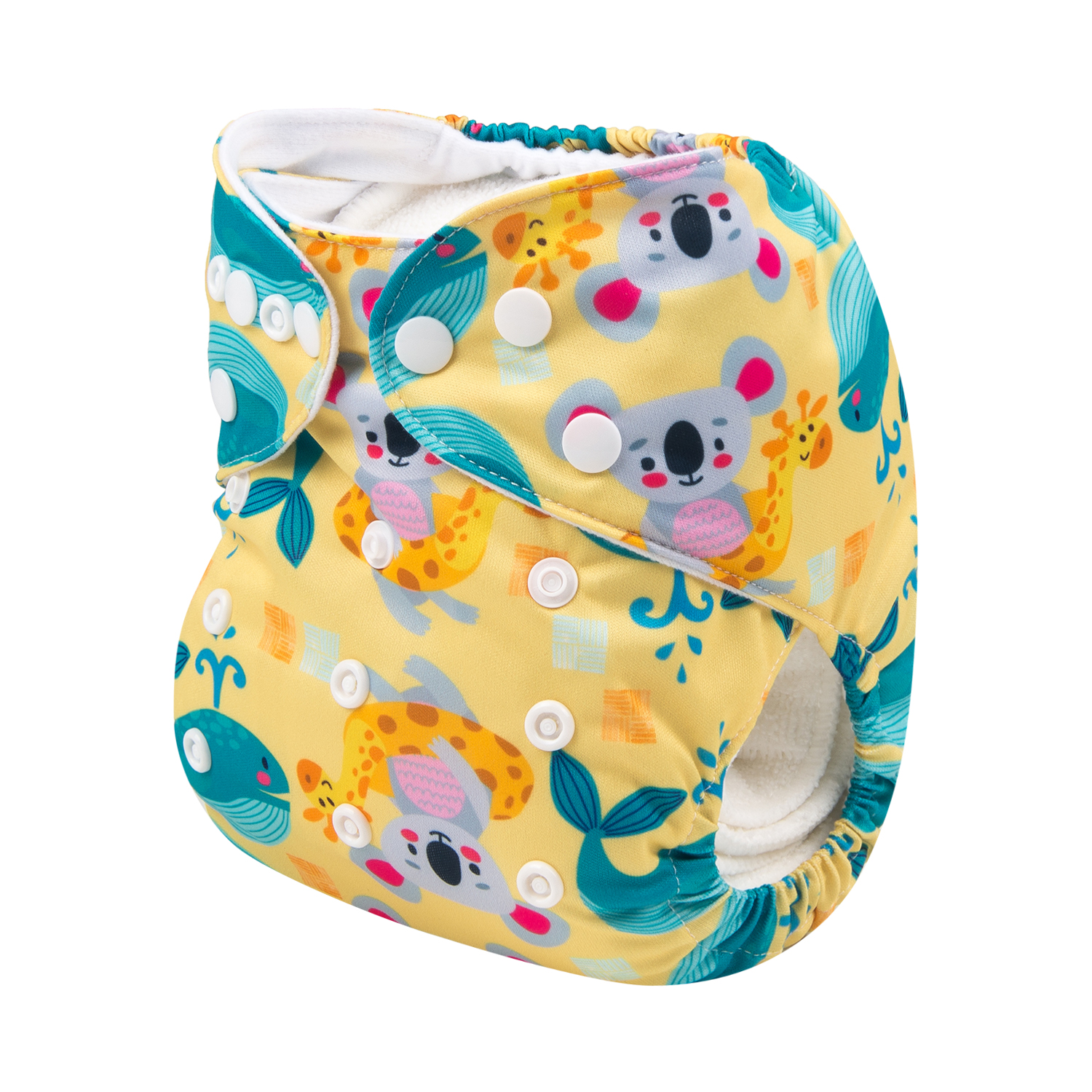 ALVABABY Print Cloth Diaper - One Size Adjustable Washable & Reusable Diaper for Babies and Toddlers (Animals, H191A)