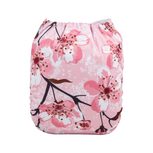 ALVABABY One Size Print Pocket Cloth Diaper -Pink plum(H140A)