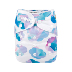 ALVABABY One Size Print Pocket Cloth Diaper -Purple clouds(H127A)