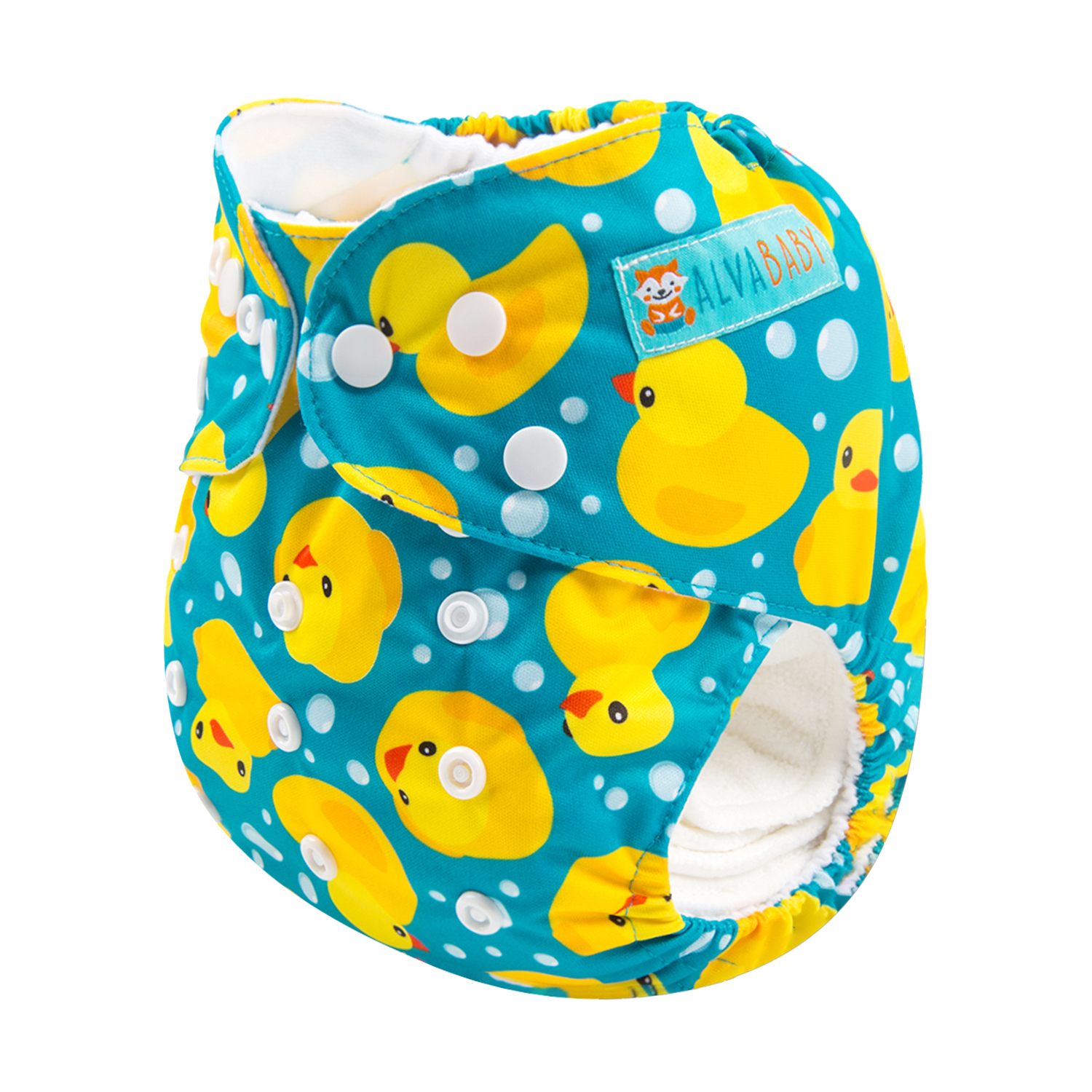 ALVABABY Print Cloth Diaper - One Size Adjustable Washable & Reusable Diaper with Pocket for Babies-(Duck, H114A)