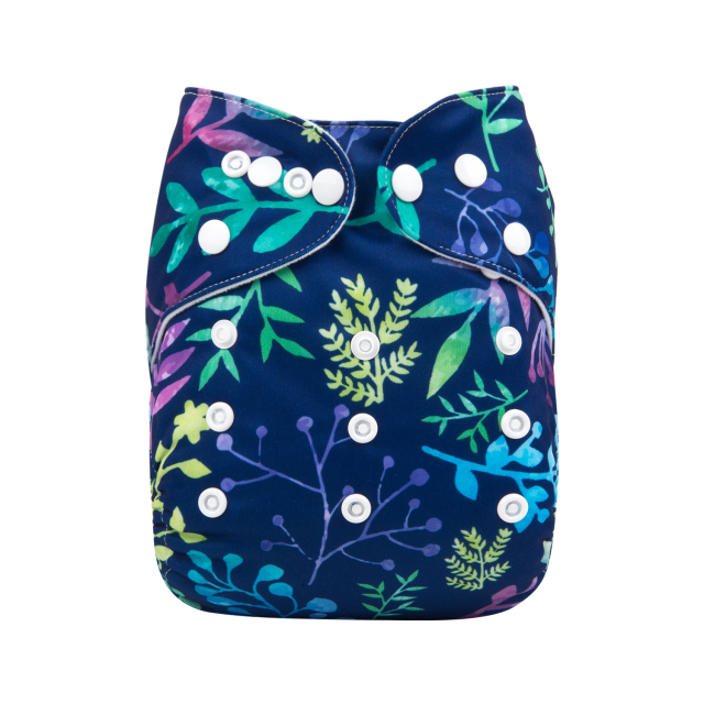 ALVABABY One Size Print Pocket Cloth Diaper -Leaves(H181A)